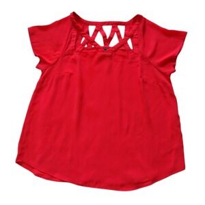 Torrid Blouse Woman's‎ 1X Coral Lexie Babydoll Chiffon Top Straps Short Sleeves